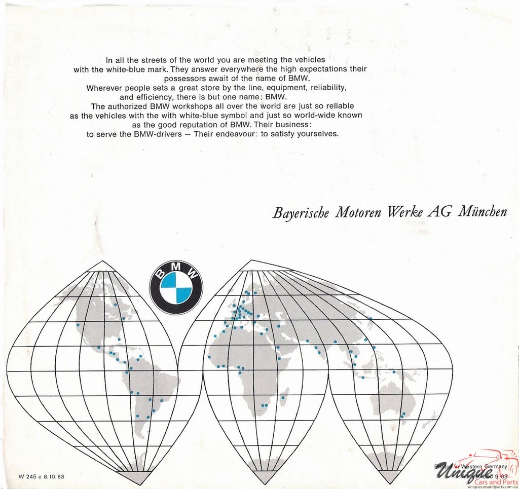 1963 BMW Full-Line All Models Brochure Page 1